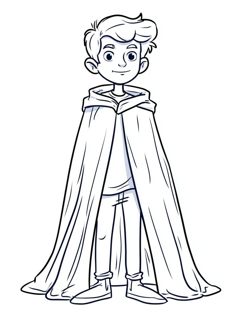 Boy in Cape Illustration Poster. poster — illustration art
