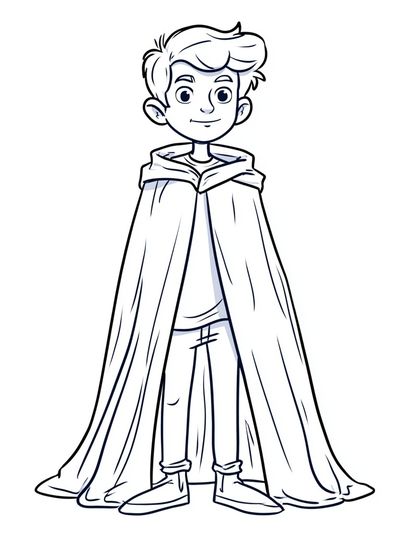 Boy in Cape Illustration Poster. poster