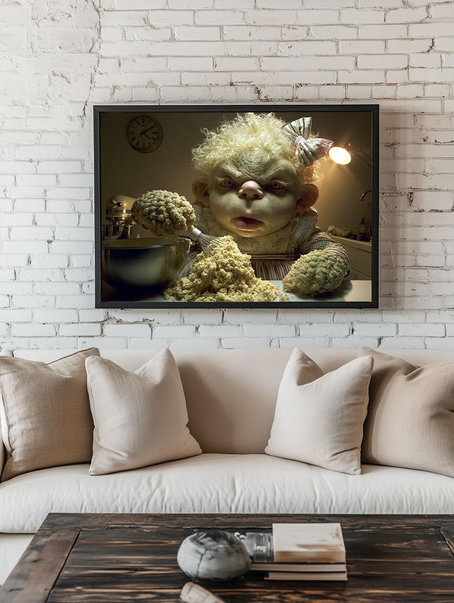 Creepy Baker Portrait Poster. — room view 1