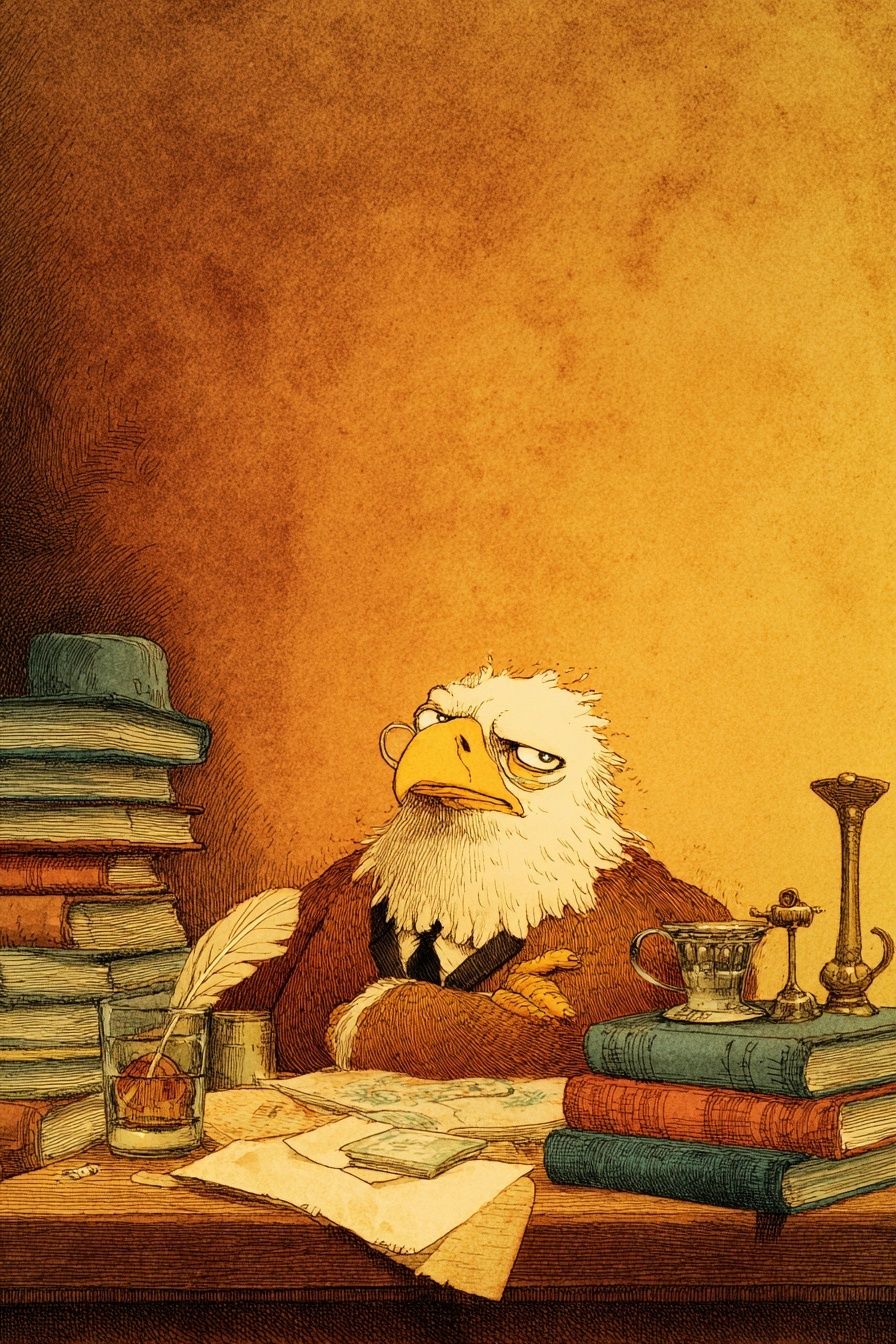 Scholar Eagle Illustration Poster. poster — illustration art