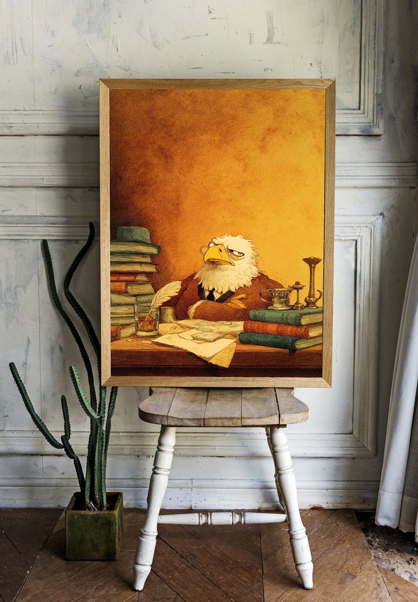 Scholar Eagle Illustration Poster. — room view 1