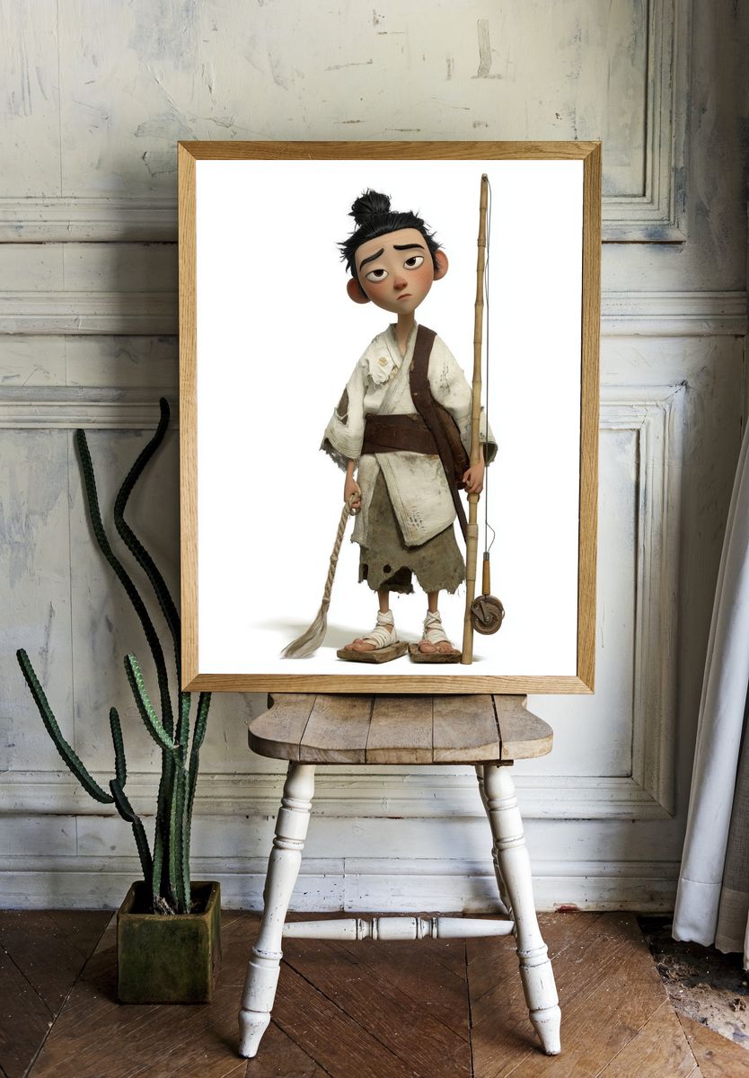 Animated Fisher Boy Illustration Print. room preview