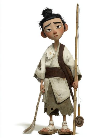 Animated Fisher Boy Illustration Print.