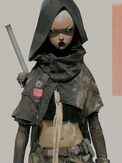 Cyberpunk Hooded Warrior Illustration Poster. poster
