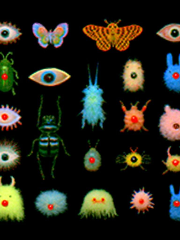 Surreal Bug and Eye Grid Print. poster — illustration art