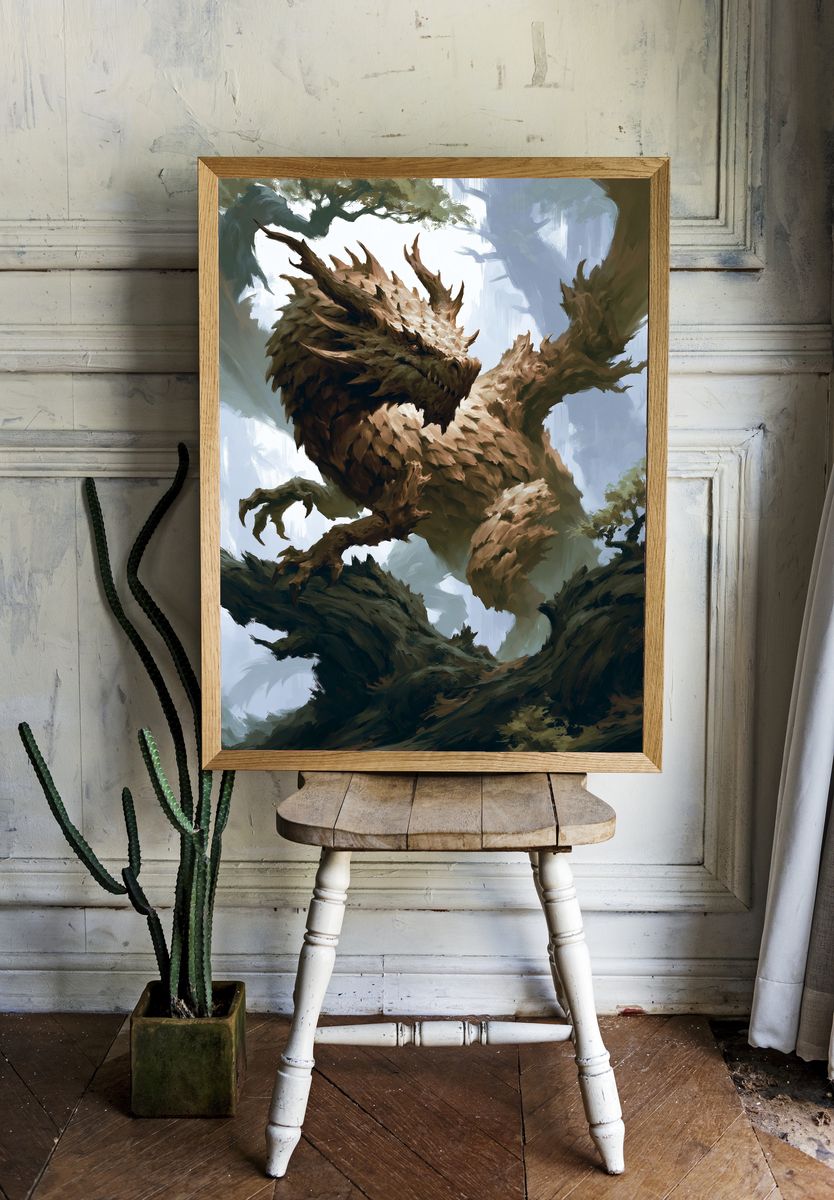 Forest Dragon Digital Art Poster. — room view 1