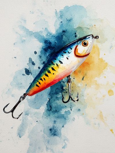 Colorful Fishing Lure Watercolor Print. poster print