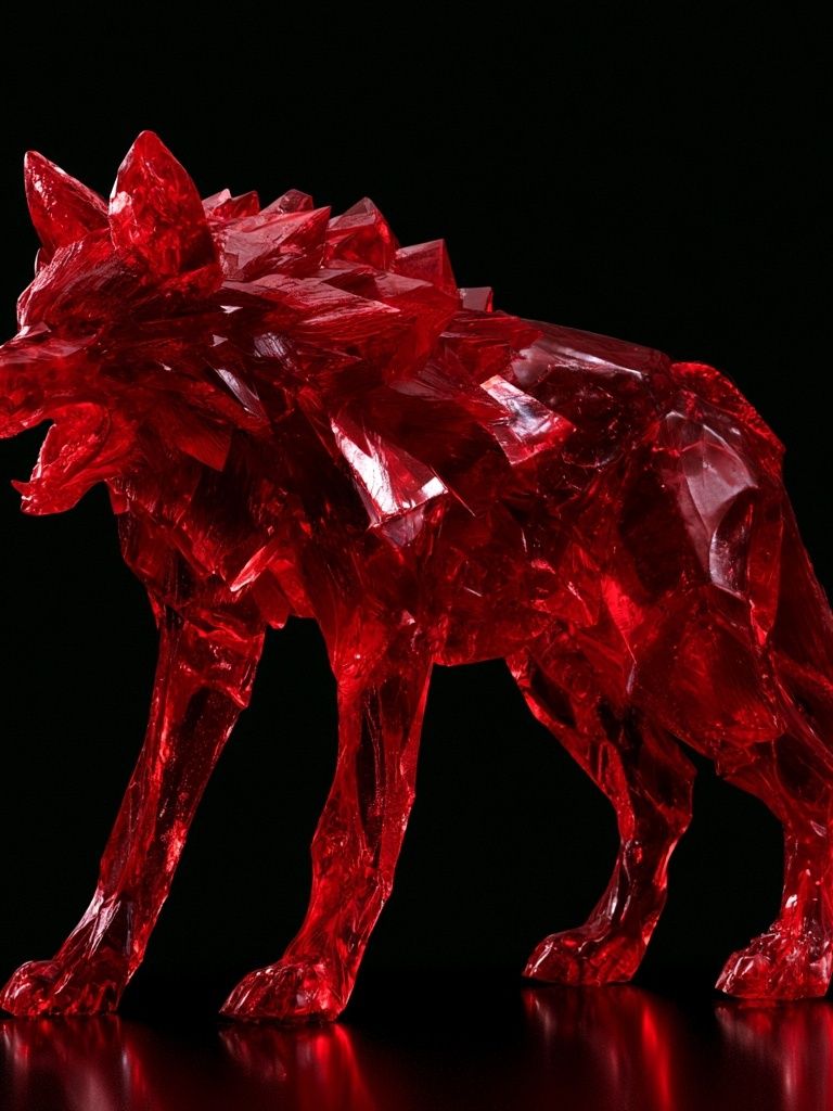 Crimson Crystal Wolf Print. poster detail