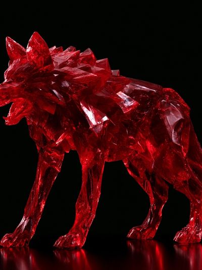 Crimson Crystal Wolf Print. poster
