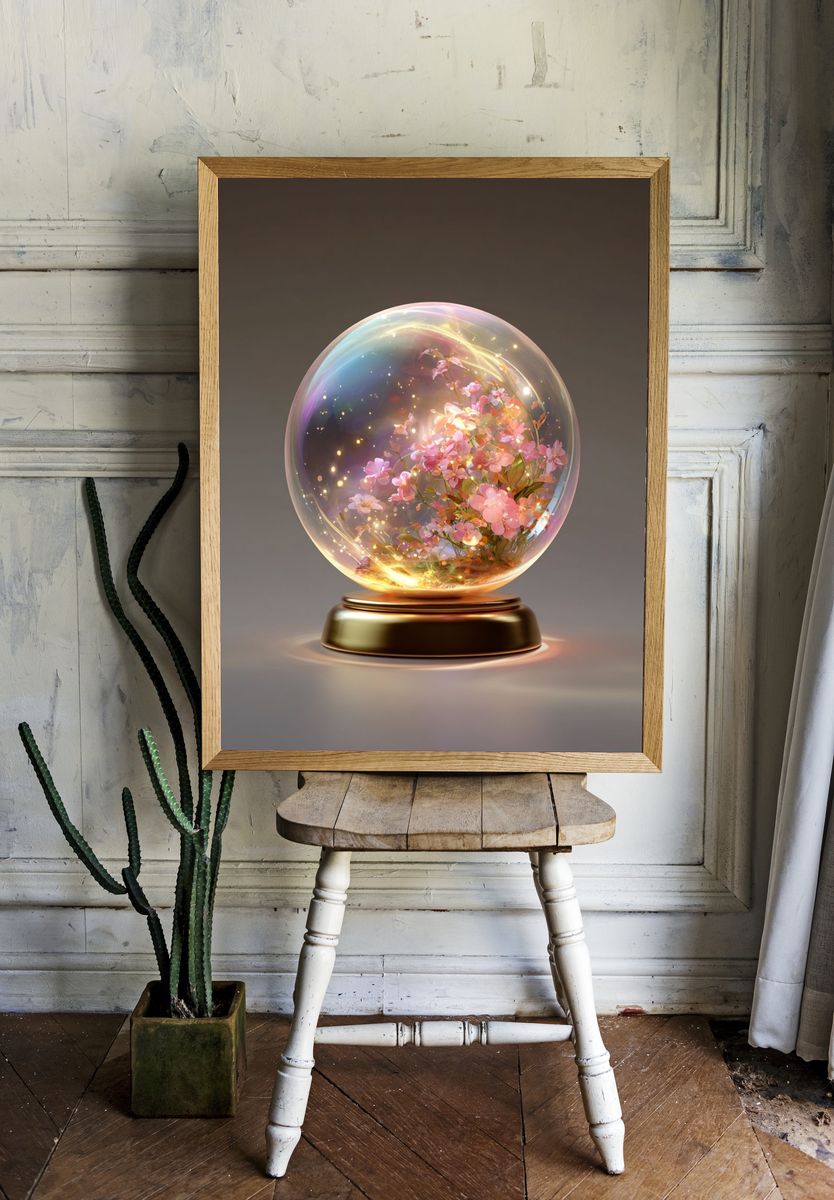 Cherry Blossom Crystal Orb Poster. room preview