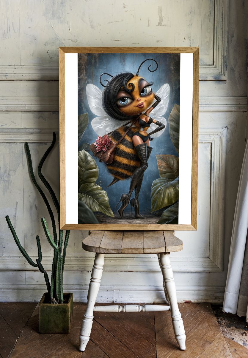 Glamour Bee Character Illustration Poster. — room view 1