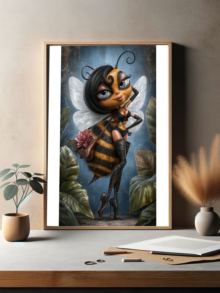Glamour Bee Character Illustration Poster. — room view 2