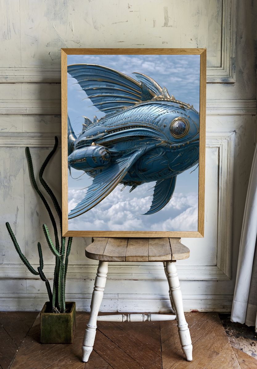 Mechanical Fish in the Sky Poster. — room view 1