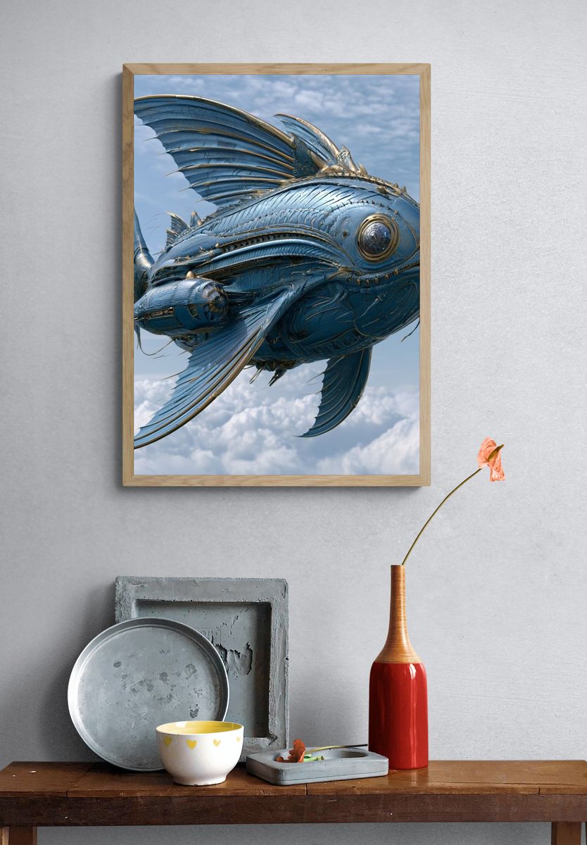Mechanical Fish in the Sky Poster. — room view 3
