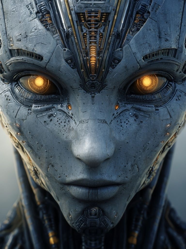 Cybernetic Android Portrait Print. poster — illustration art