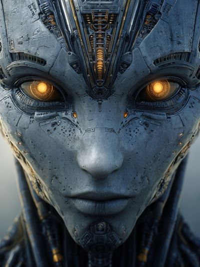 Cybernetic Android Portrait Print. poster