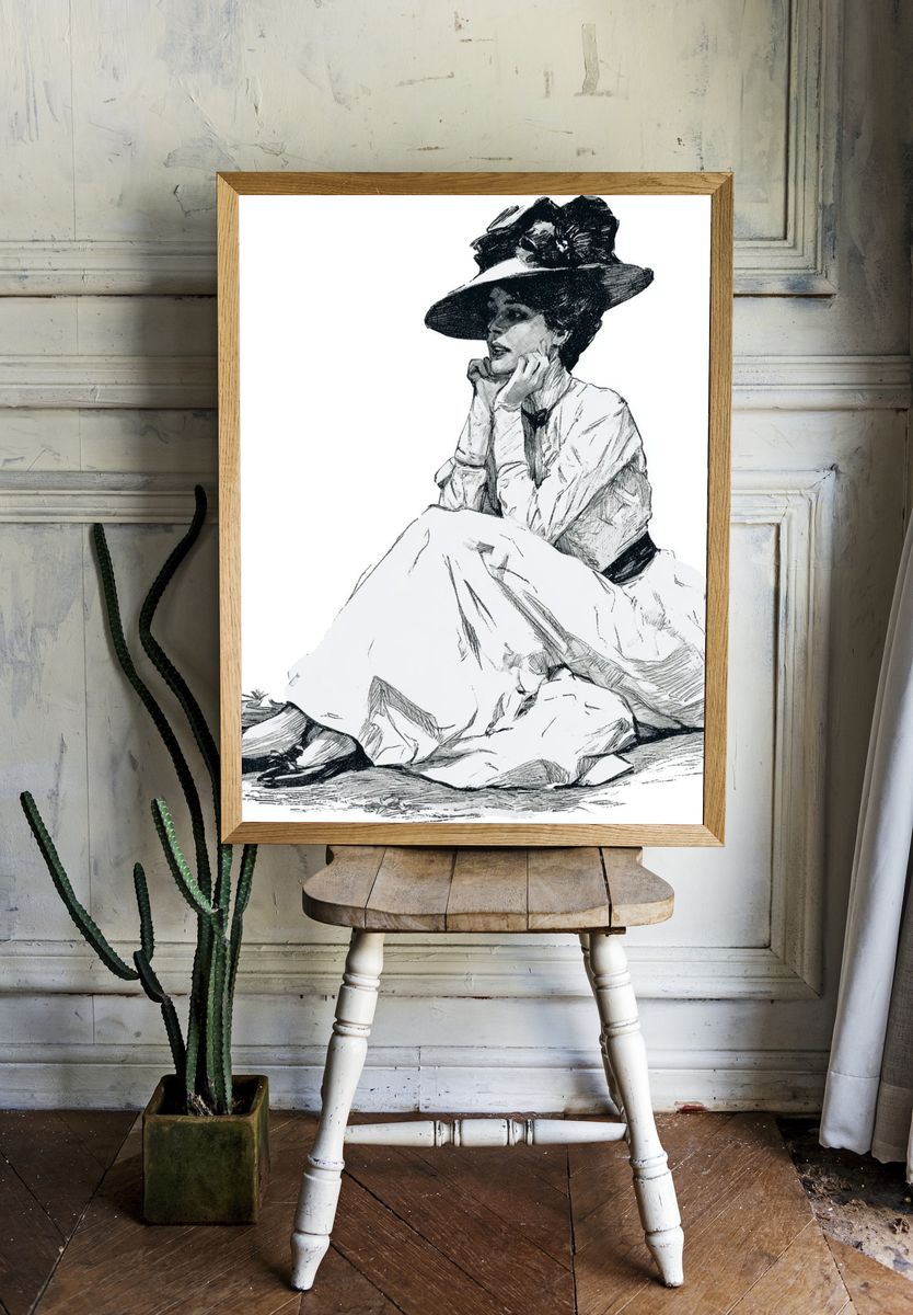 Elegant Woman Sketch Poster. room preview