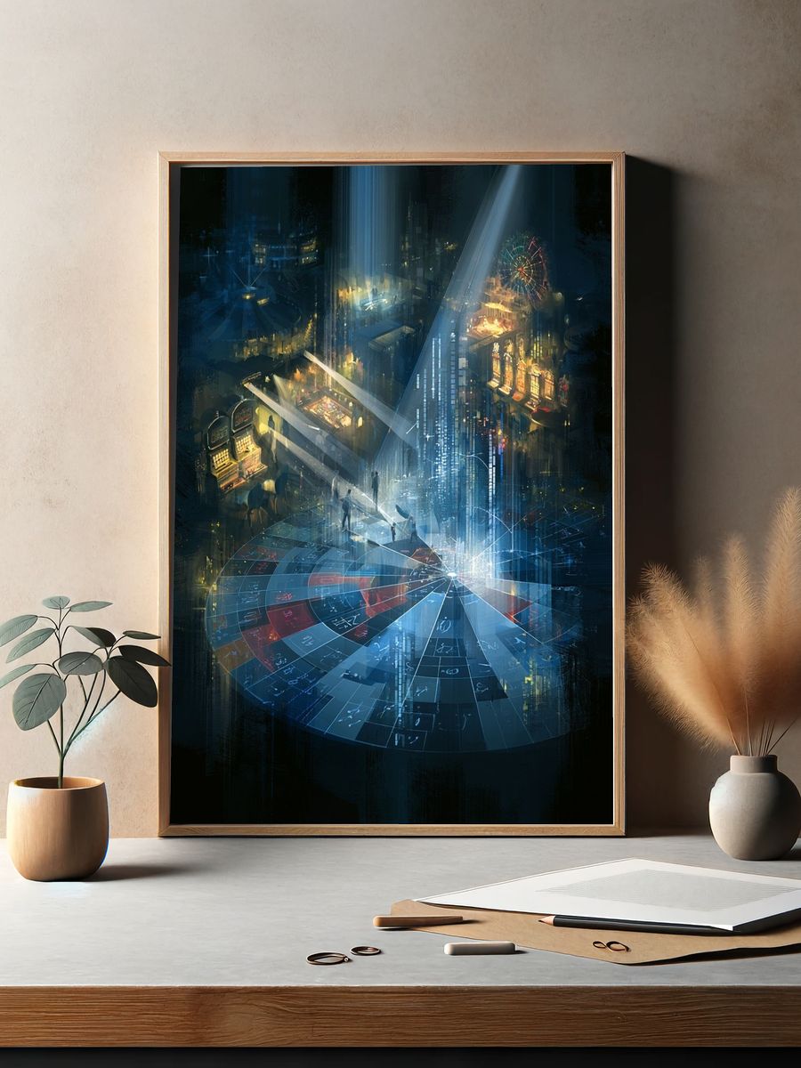Futuristic Cityscape Digital Art Poster. — room view 2