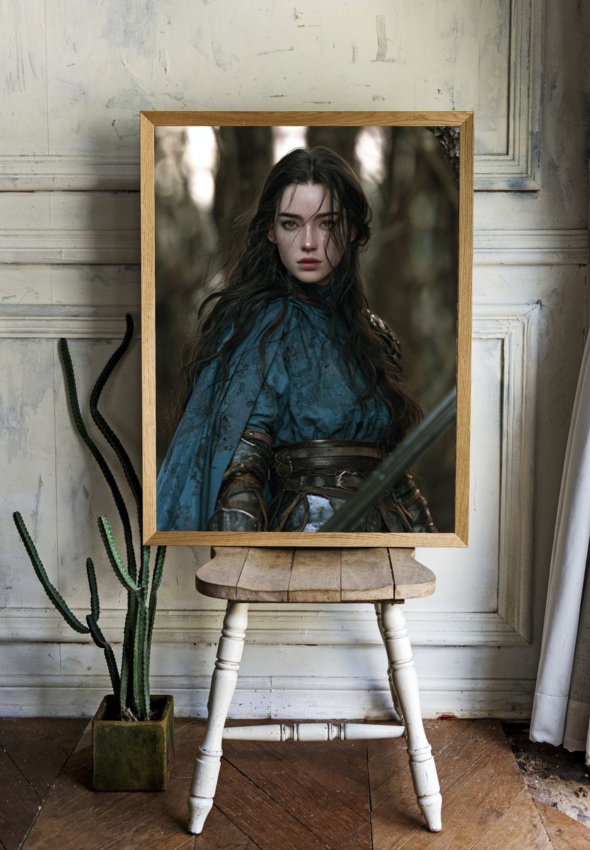 Fantasy Warrior Portrait Print. — room view 1