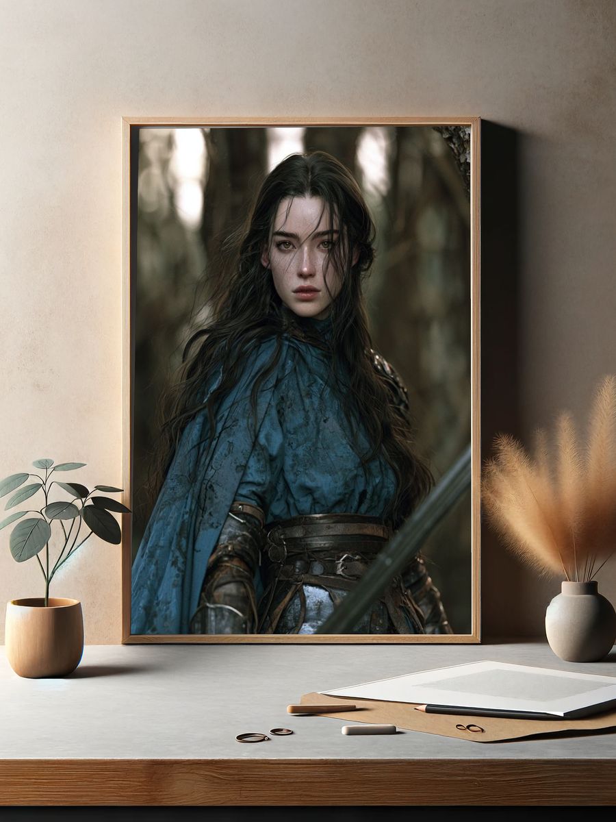 Fantasy Warrior Portrait Print. — room view 2