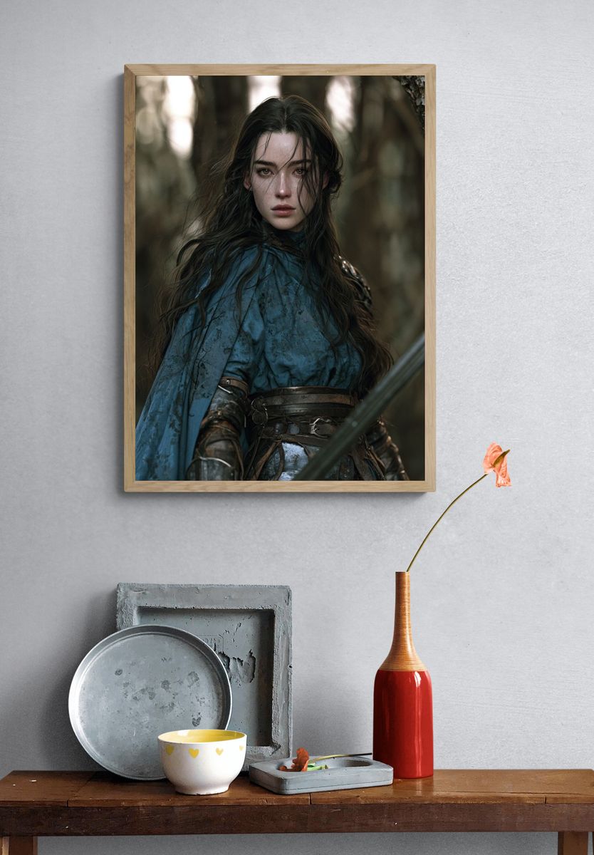 Fantasy Warrior Portrait Print. — room view 3