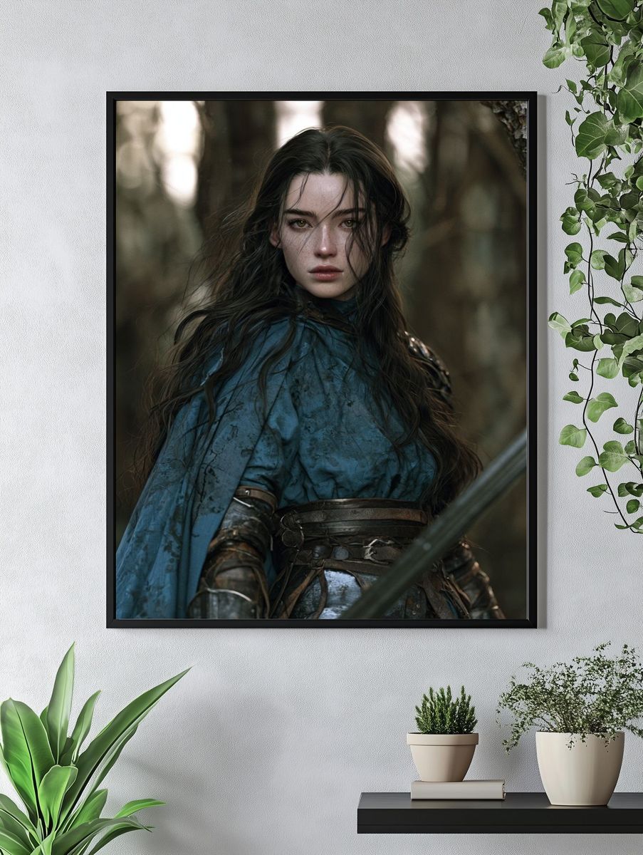 Fantasy Warrior Portrait Print. — room view 4