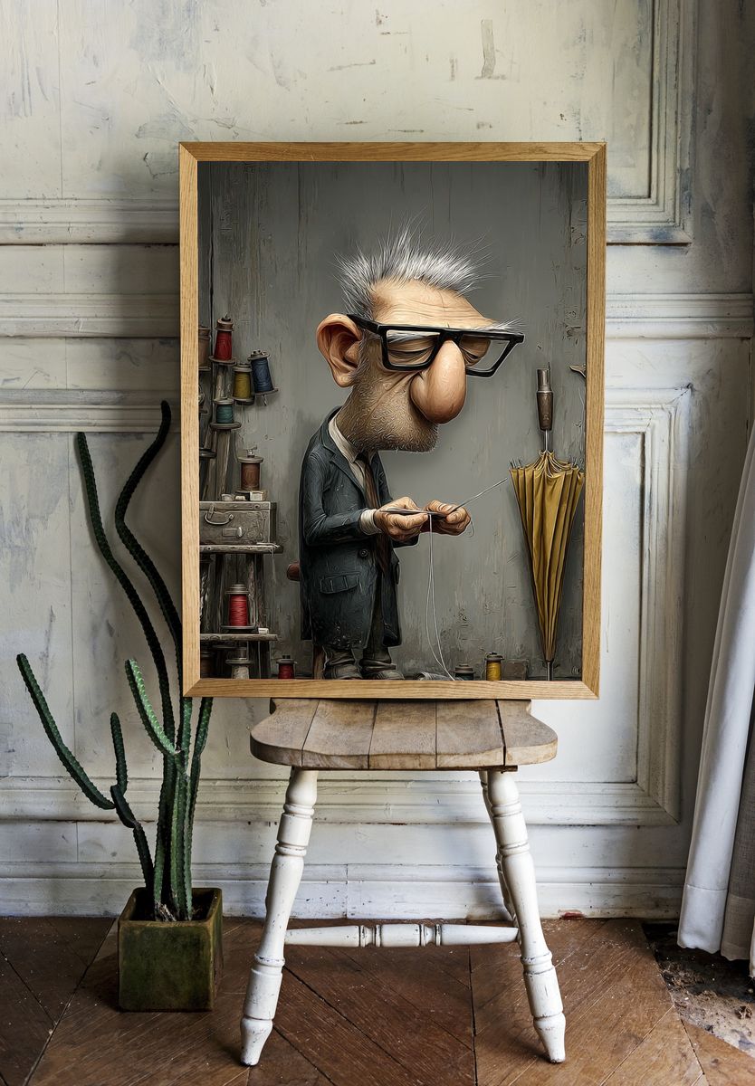 Tailor Workshop Character Illustration Poster. room preview