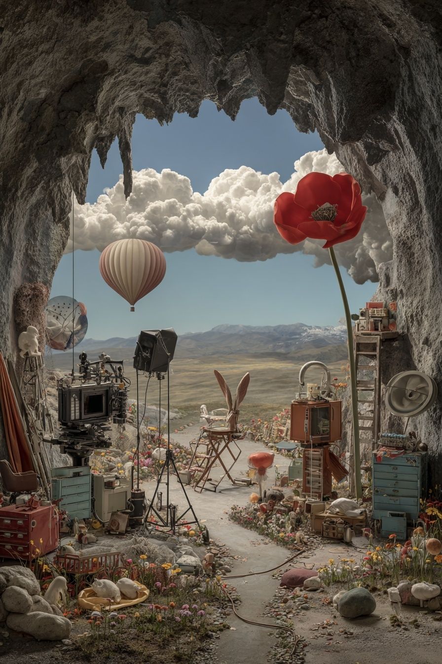 Surreal Cave Landscape Print. poster — illustration art