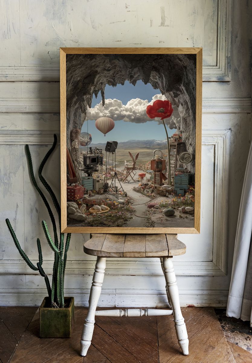 Surreal Cave Landscape Print. room preview