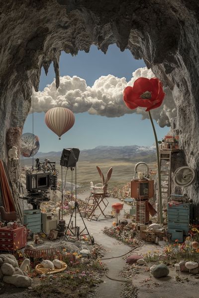 Surreal Cave Landscape Print. poster