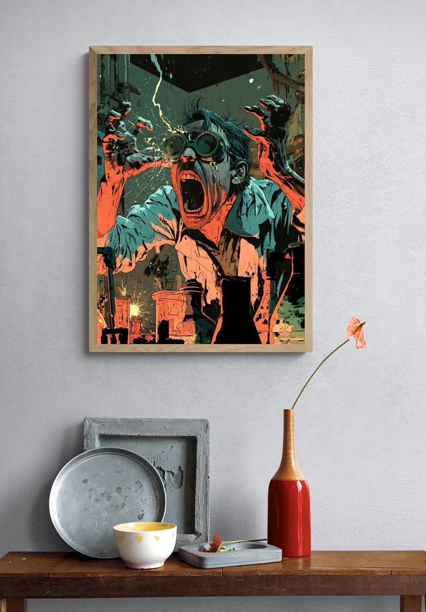 Mad Scientist Horror Poster. — room view 3