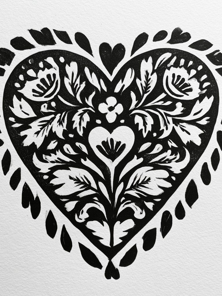 Floral Heart Cutout Print. poster detail