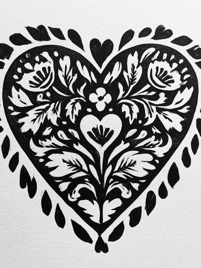 Floral Heart Cutout Print. poster