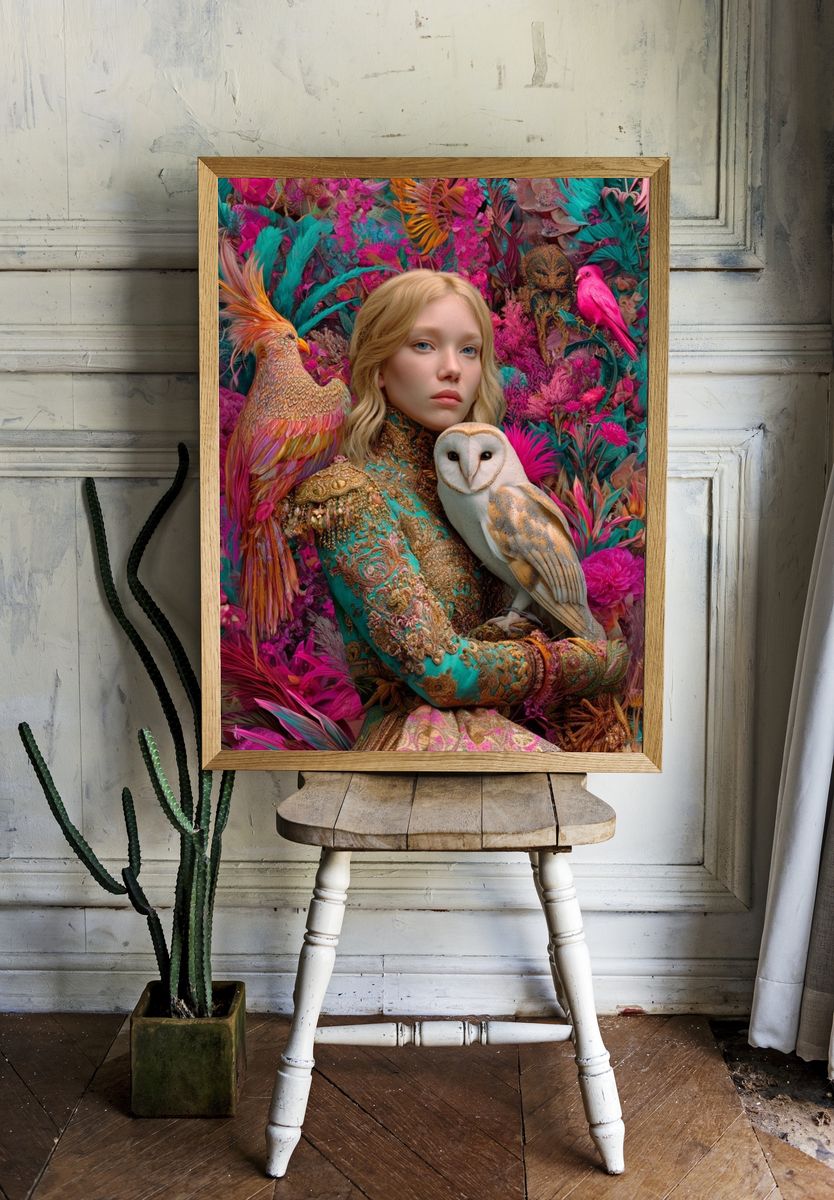 Fantasy Bird Portrait Illustration Poster. room preview