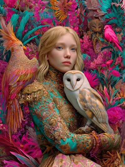 Fantasy Bird Portrait Illustration Poster. poster print