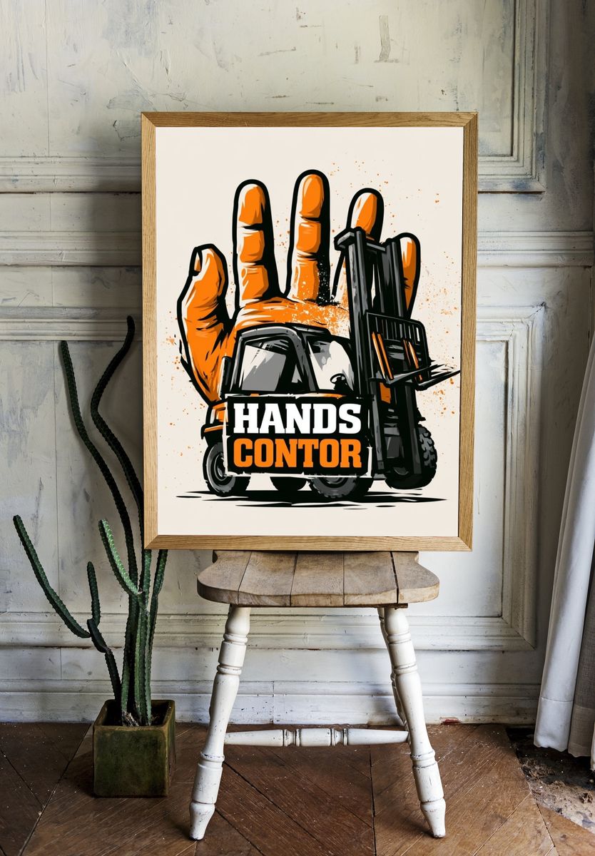 Hands Forklift Illustration Poster. room preview