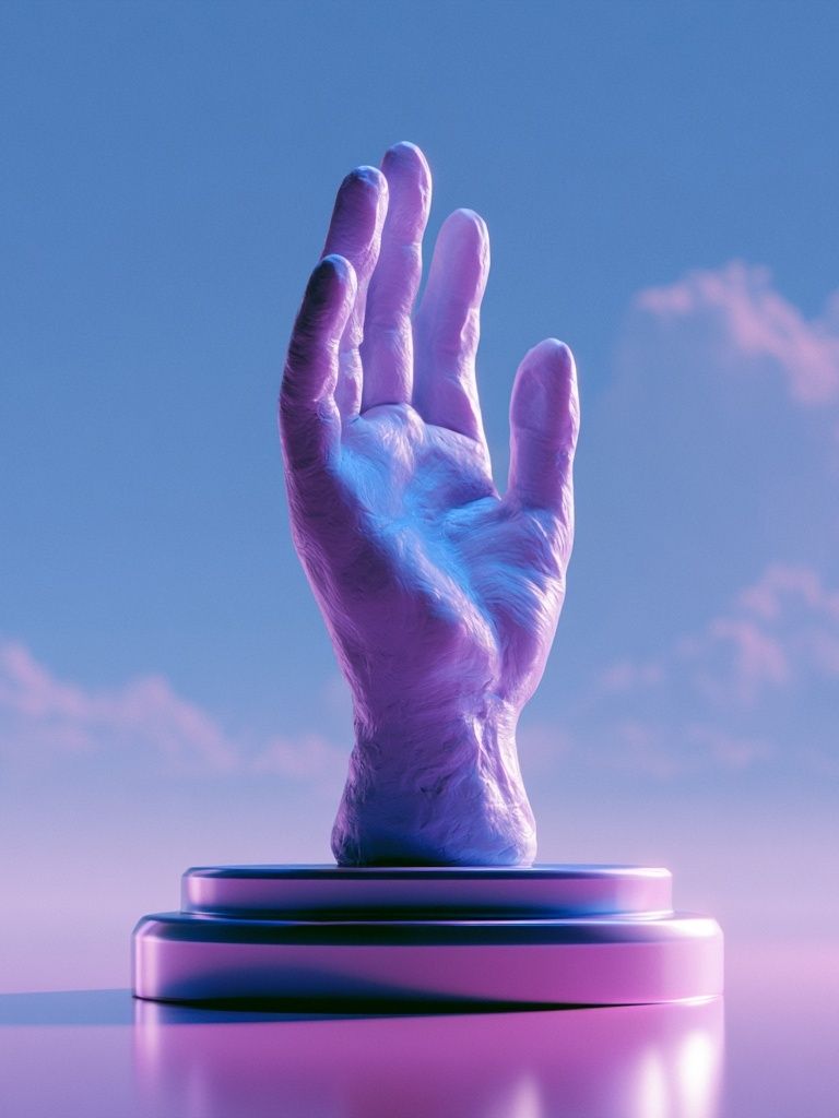 Surreal Hand Sculpture Print. poster — illustration art