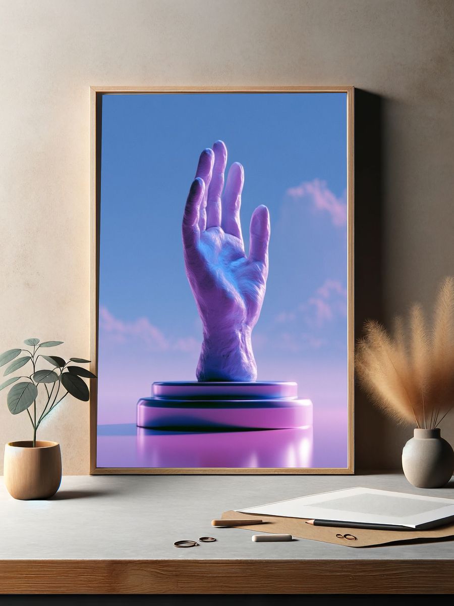 Surreal Hand Sculpture Print. — room view 2