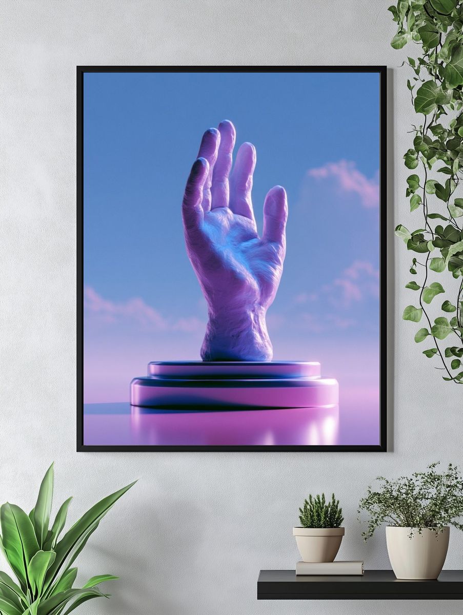 Surreal Hand Sculpture Print. — room view 4