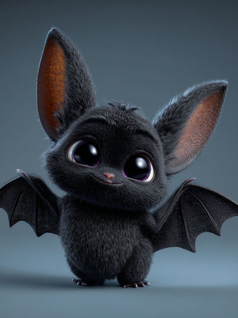 Cute Bat Character Illustration Poster. poster detail
