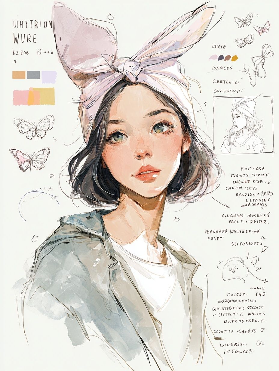 Pastel Girl Portrait Illustration Poster. poster — illustration art