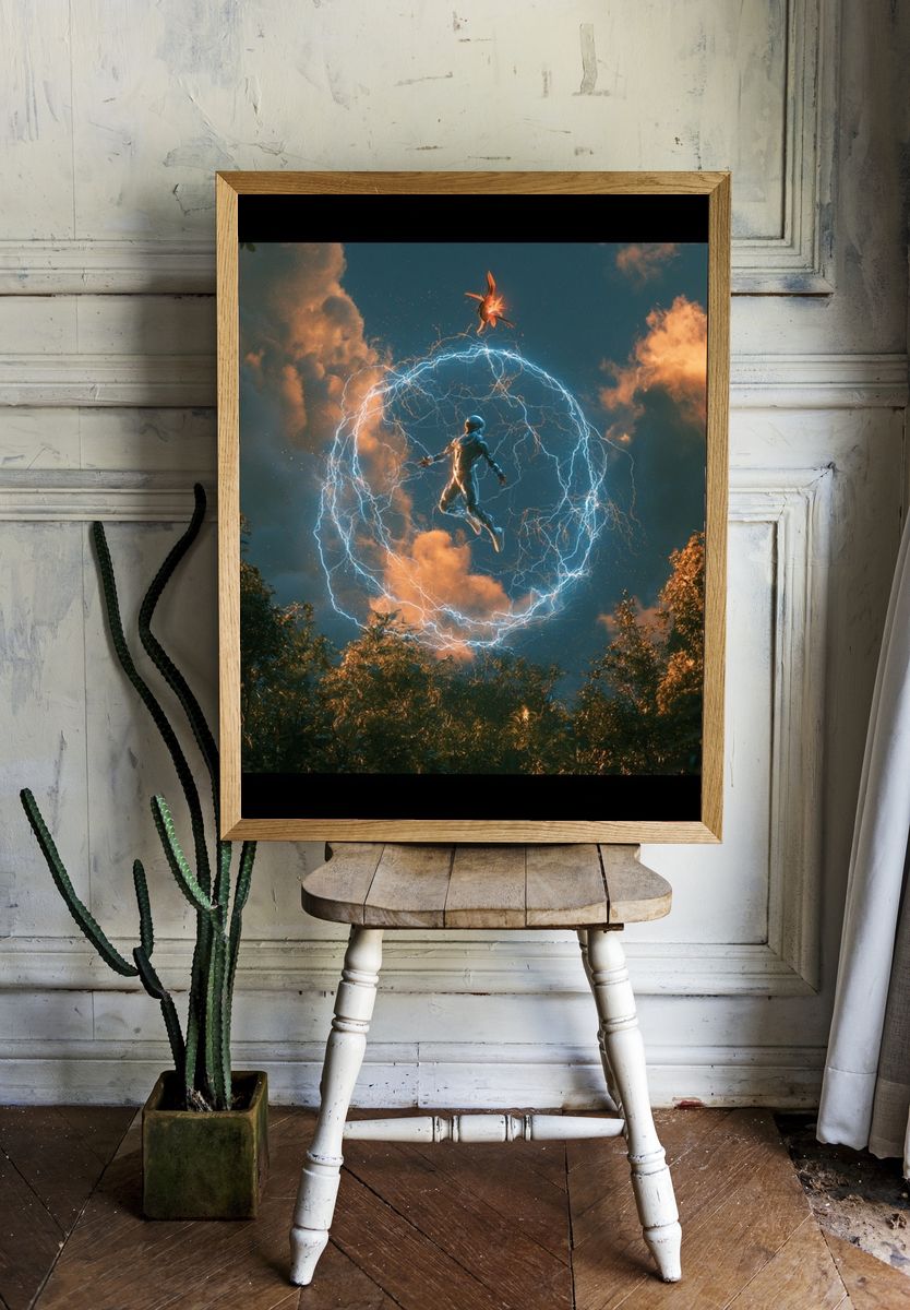 Astronaut Lightning Portal Print. — room view 1