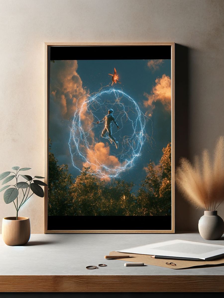 Astronaut Lightning Portal Print. — room view 2