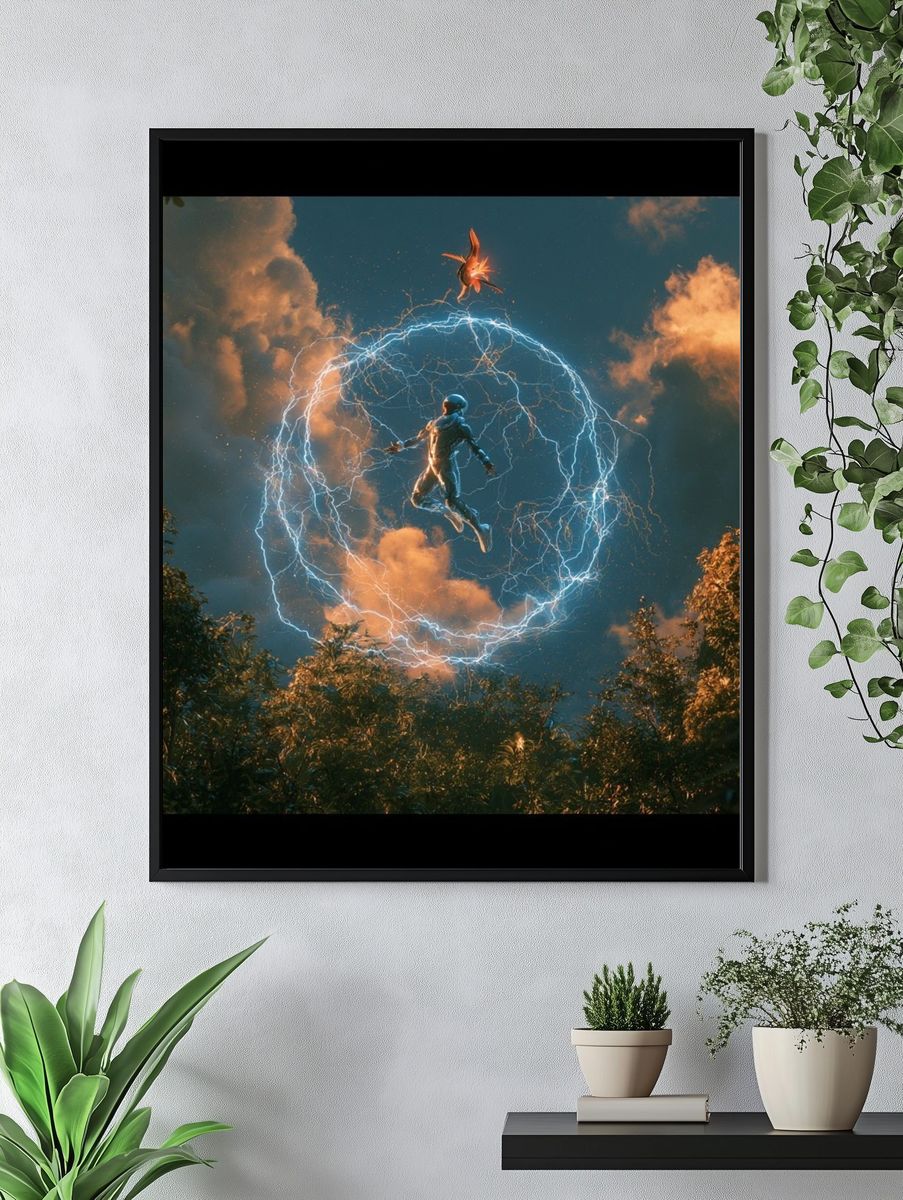 Astronaut Lightning Portal Print. — room view 4