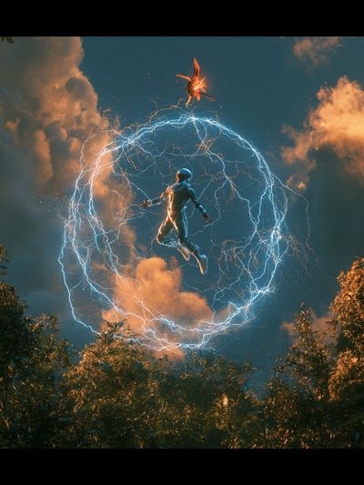 Astronaut Lightning Portal Print. poster