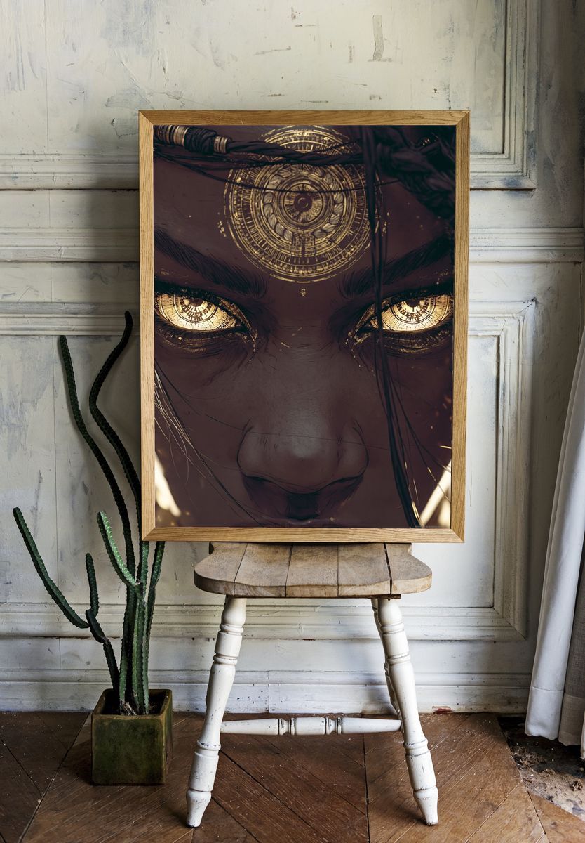 Mystic Tribal Eyes Illustration Poster. room preview