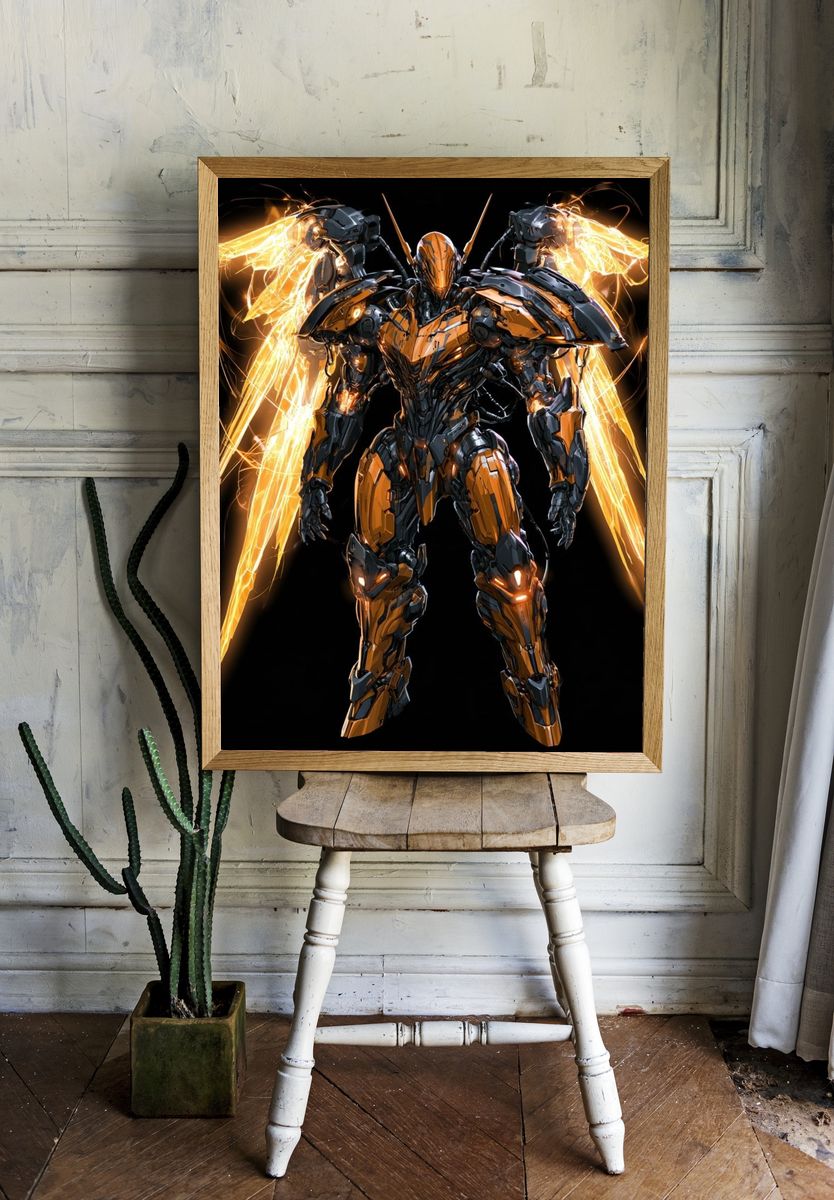 Cybernetic Angel Mecha Print. — room view 1
