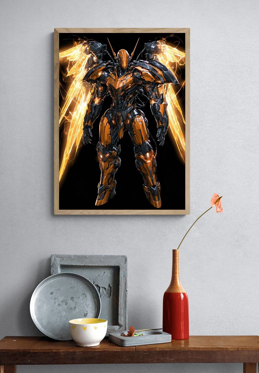 Cybernetic Angel Mecha Print. — room view 3
