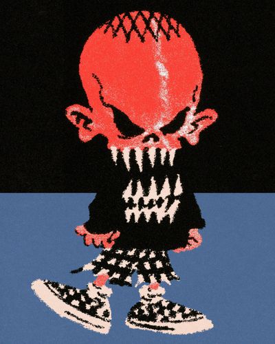 Punk Skull Kid Illustration Poster. poster