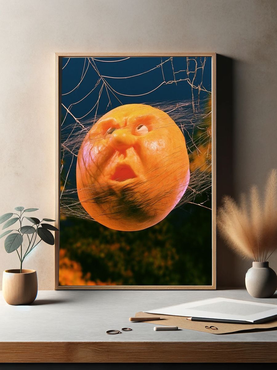 Surreal Pumpkin Face Print. — room view 2